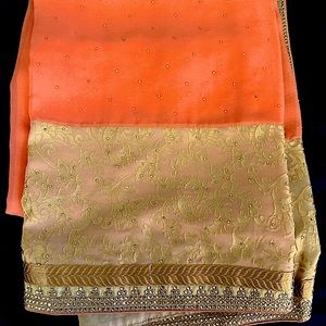 Sunset pink Indian Saree